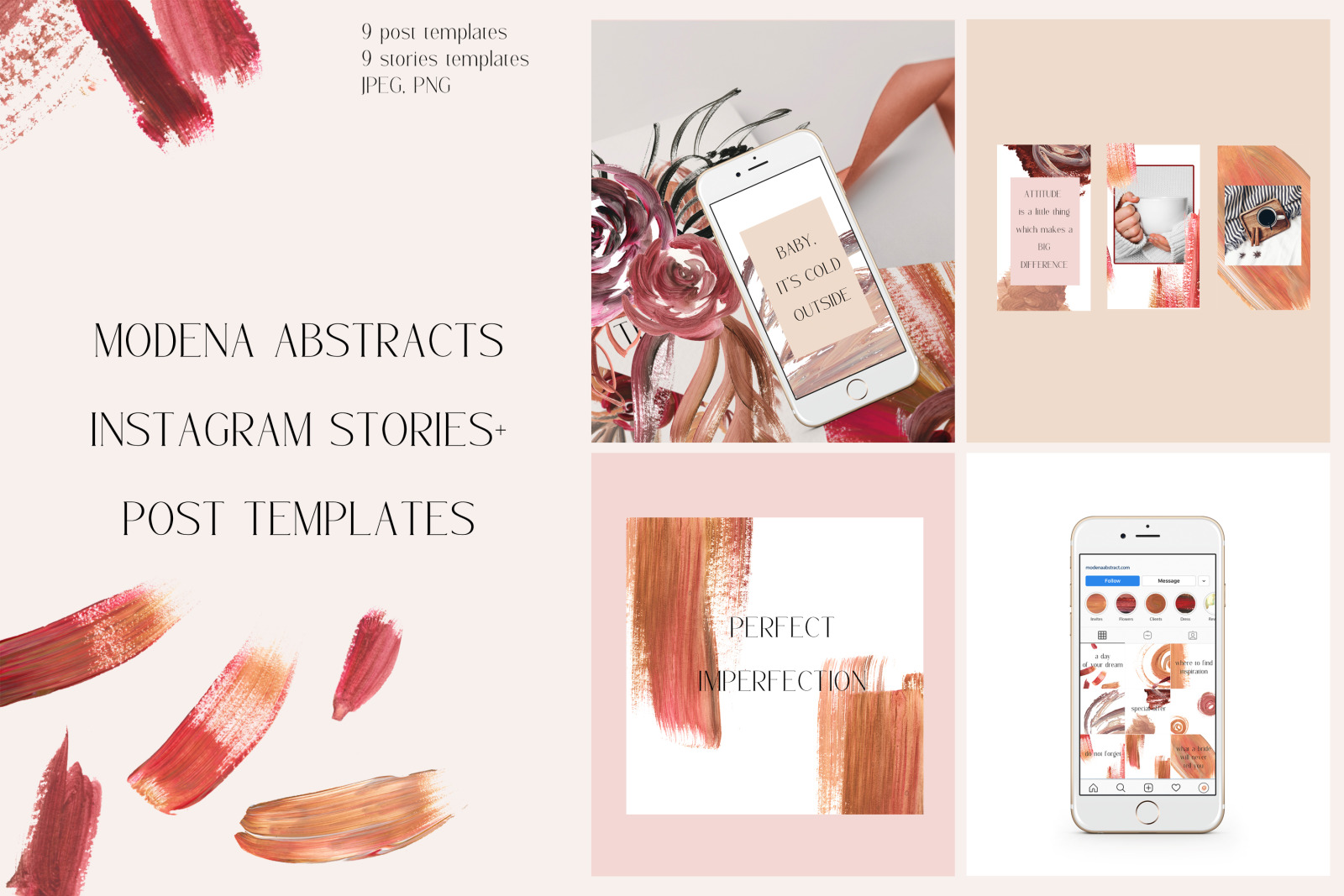 Abstract Acrylic clipart brushstrokes for social media. Modern acrylic wedding. Poster creator