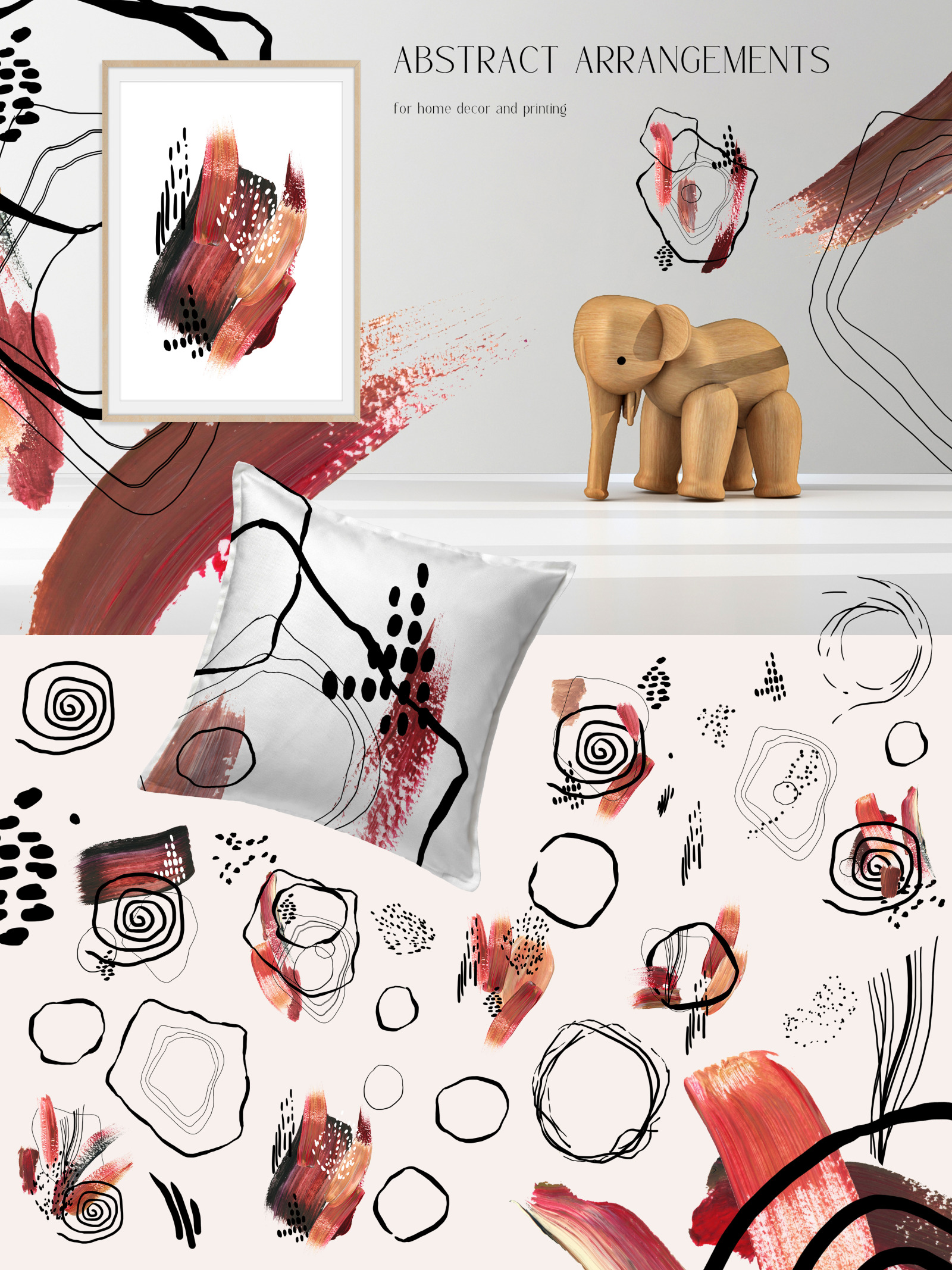 Abstract Acrylic clipart brushstrokes for social media. Modern acrylic wedding. Poster creator