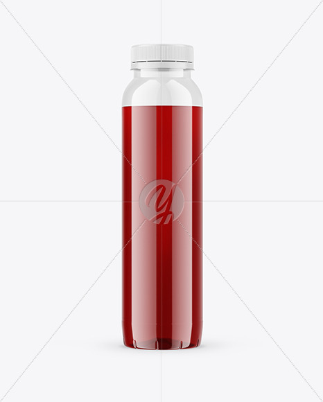 Plastic Bottle with Cherry Juice Mockup