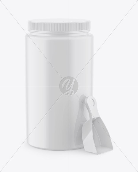 Glossy Plastic Jar w/ Spoon Mockup