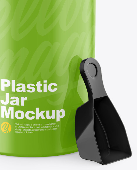 Glossy Plastic Jar w/ Spoon Mockup