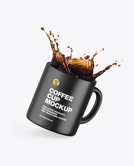 Matte Coffee Cup w/ Splash Mockup