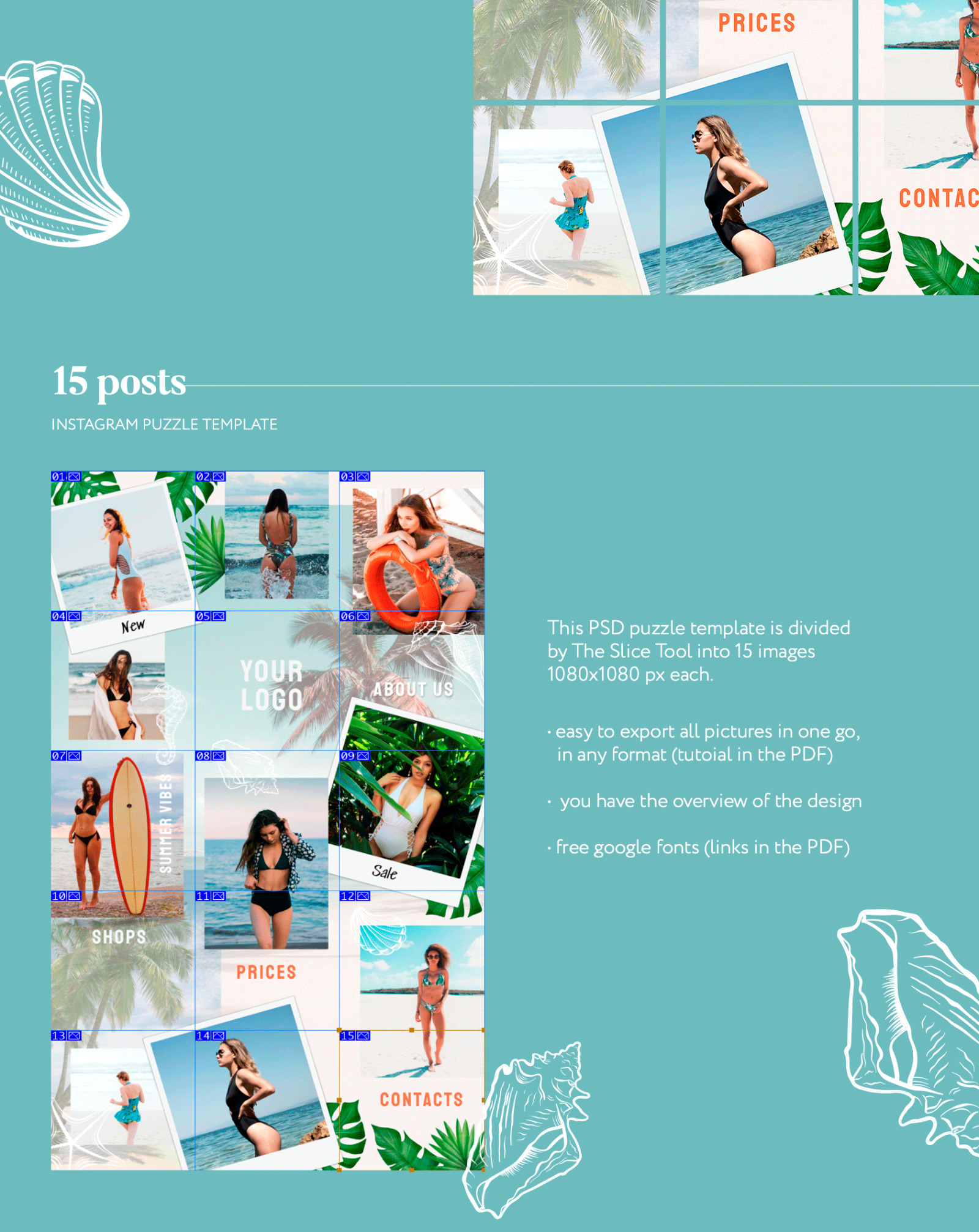 Tropical mood Instagram Puzzle Template Tropical mood Instagram Puzzle Template