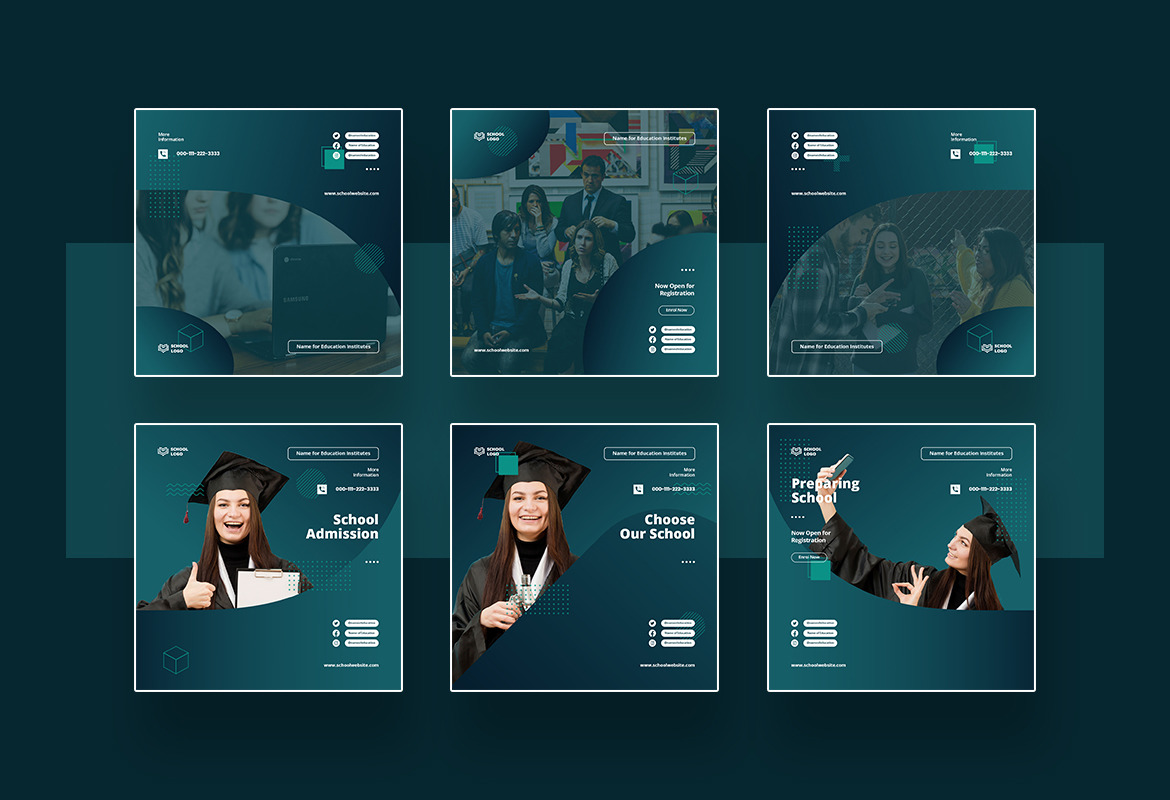 Elegant School Instagram Post and Story Template