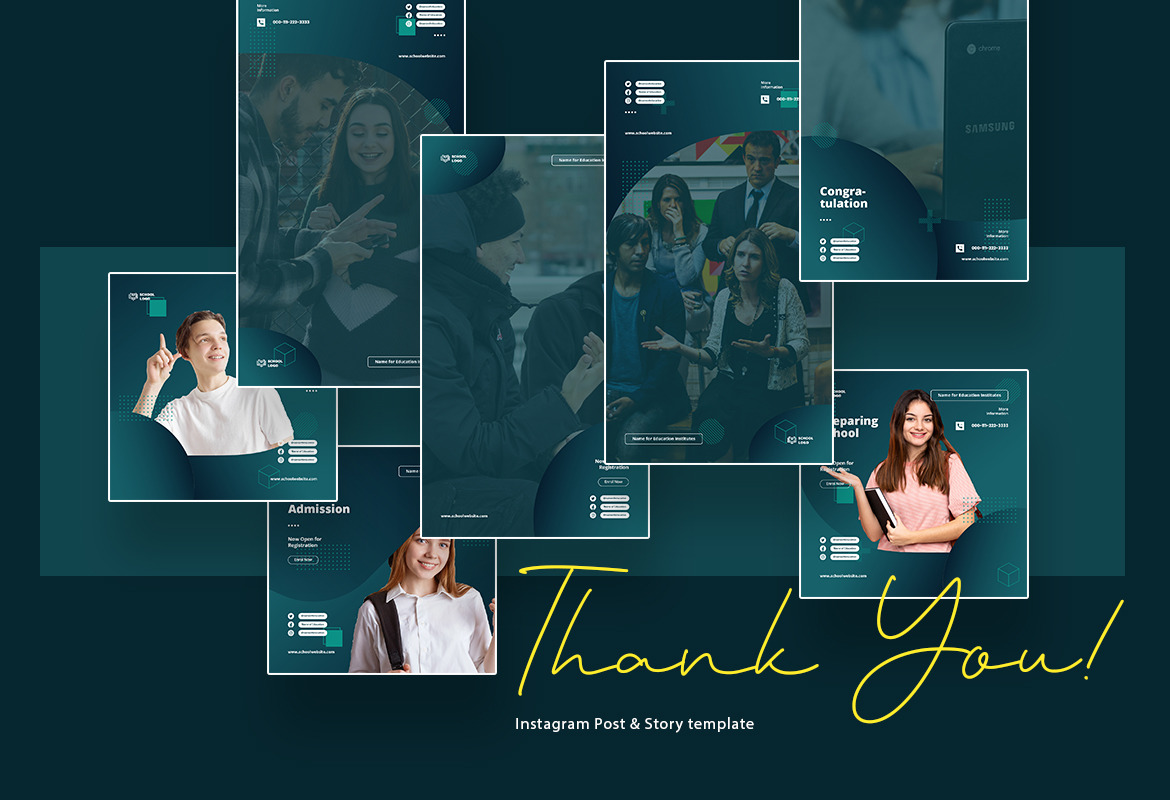 Elegant School Instagram Post and Story Template