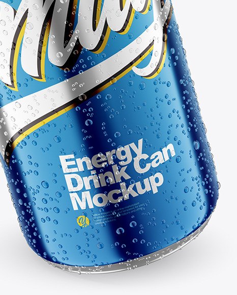 330ml Metallic Drink Can With Condensation Mockup