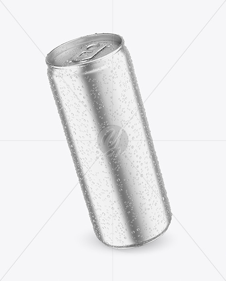 330ml Matte Metallic Drink Can With Condensation Mockup