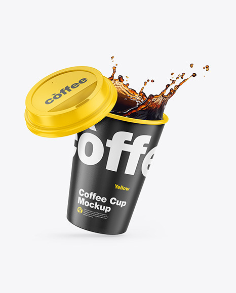 Glossy Coffee Cup w/ Splash Mockup