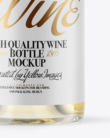 Clear Glass White Wine Bottle Mockup