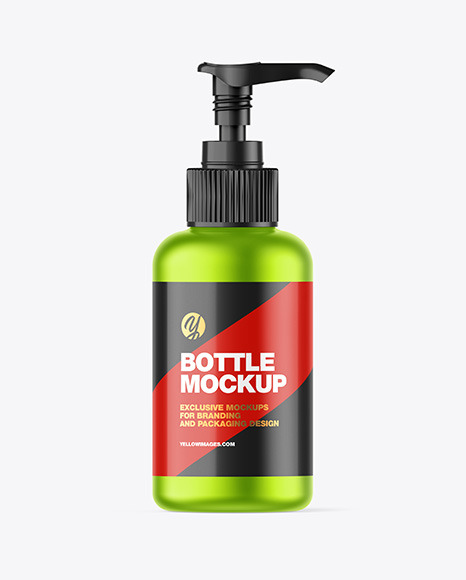 Matte Metallic Sanitizer Bottle w/ Open Pump Mockup