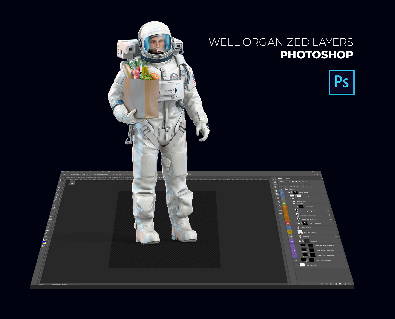 3D Mockup Space Astronaut #02 3D Mockup Space Astronaut #02