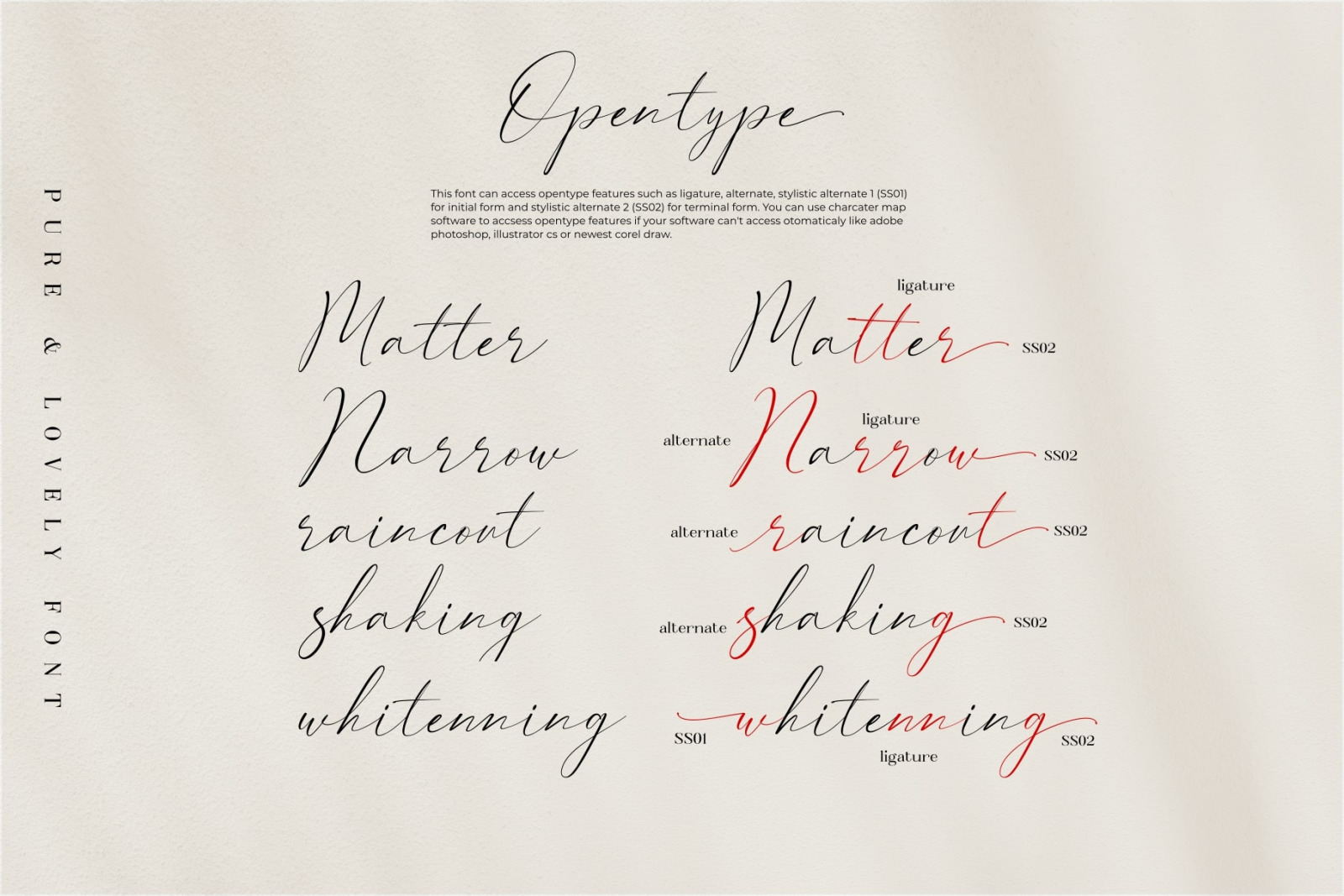 Pure & Lovely - Pretty calligraphy font Pure & Lovely - Pretty calligraphy font