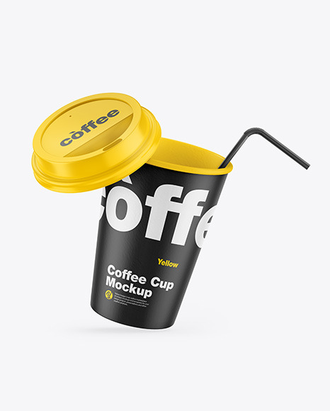 Paper Coffee Cup w/ Straw Mockup