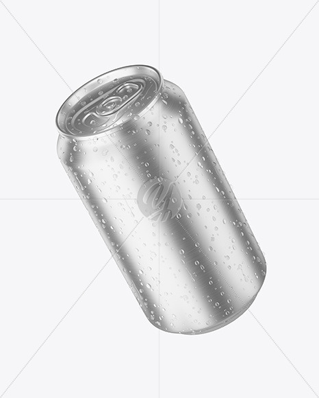 Aluminium Can With Water Drops Mockup