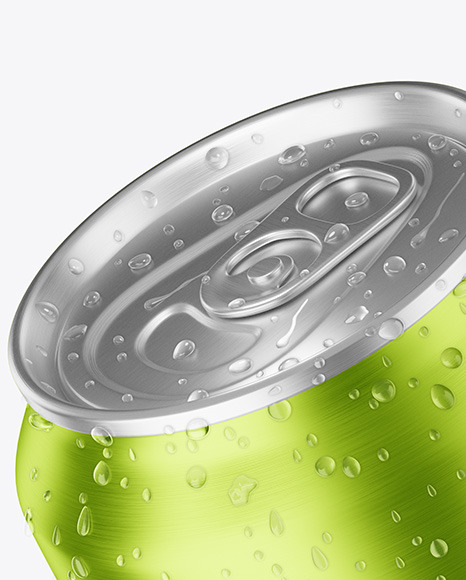 Aluminium Can With Water Drops Mockup