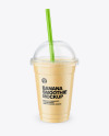 Banana Smoothie Cup with Straw Mockup