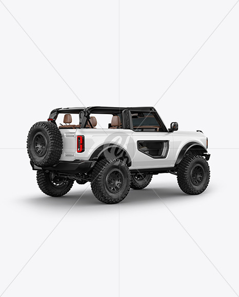 Off-Road SUV Open Roof Mockup - Back Half Side View