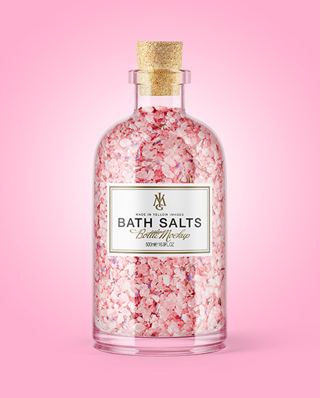 Glass Bath Salts Bottle with Cork Mockup