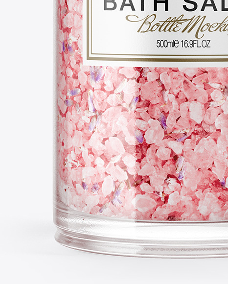 Glass Bath Salts Bottle with Cork Mockup