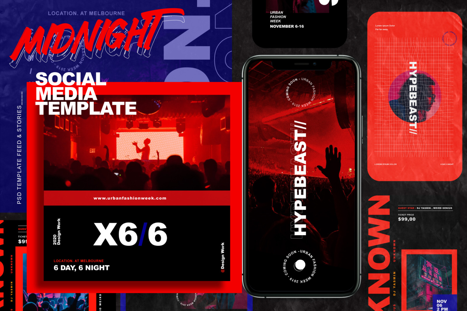 Midnight Instagram Post & Stories PSD Template Midnight Instagram Post & Stories PSD Template