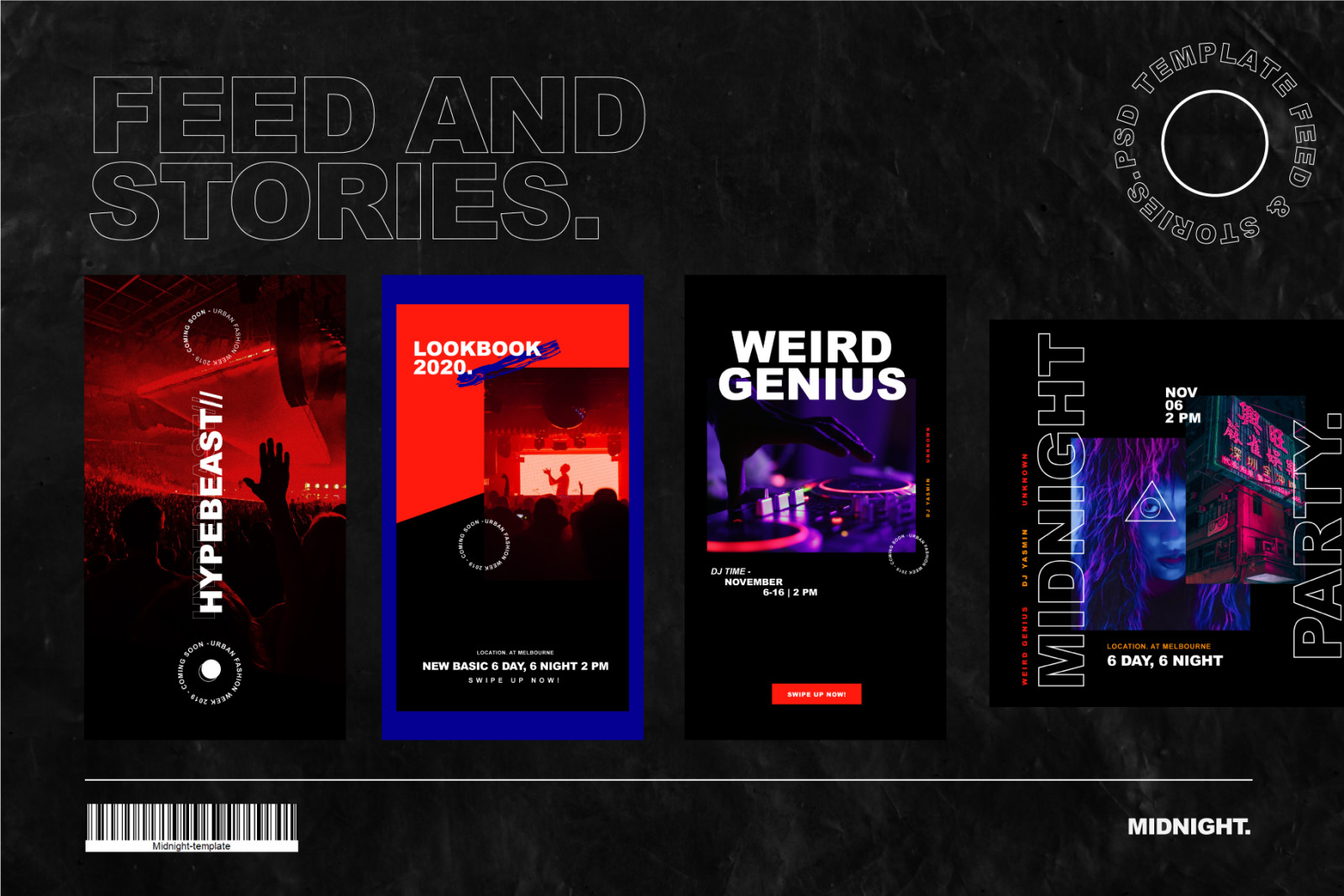Midnight Instagram Post & Stories PSD Template Midnight Instagram Post & Stories PSD Template
