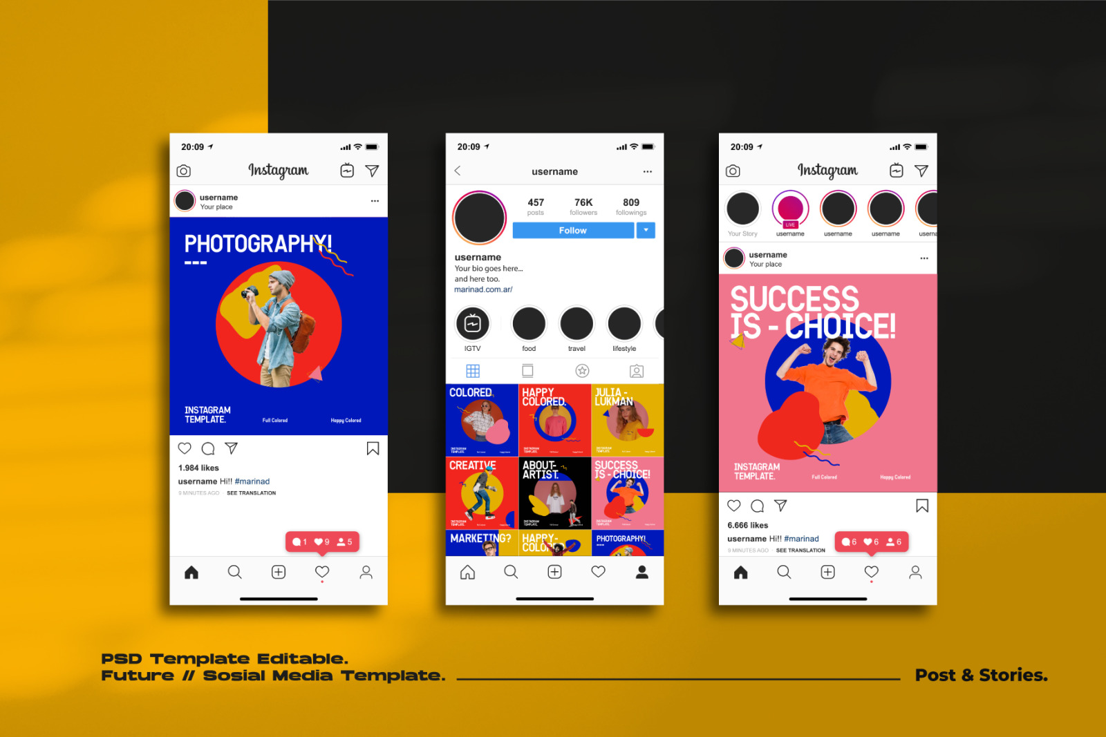 Colored PSD Instagram Template