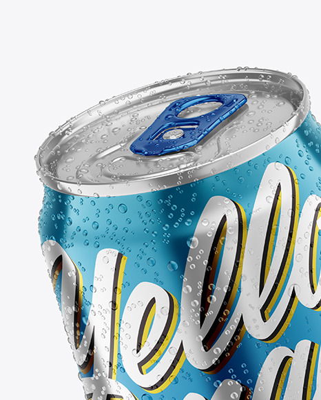 330ml Metallic Drink Can With Condensation Mockup