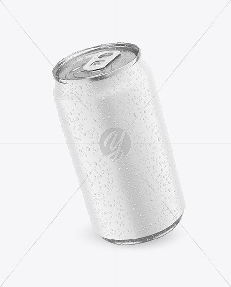 330ml Metallic Drink Can With Matte Finish And Condensation Mockup