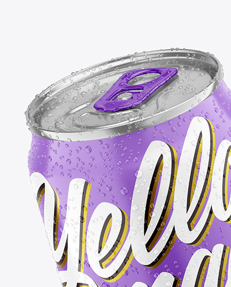 330ml Metallic Drink Can With Glossy Finish And Condensation Mockup