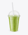 Green Smoothie Cup with Straw Mockup