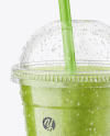 Green Smoothie Cup with Straw Mockup