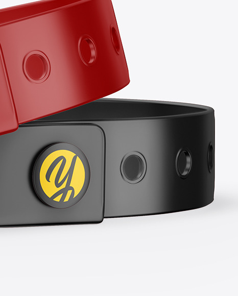 Two Matte Silicone Wristbands Mockup