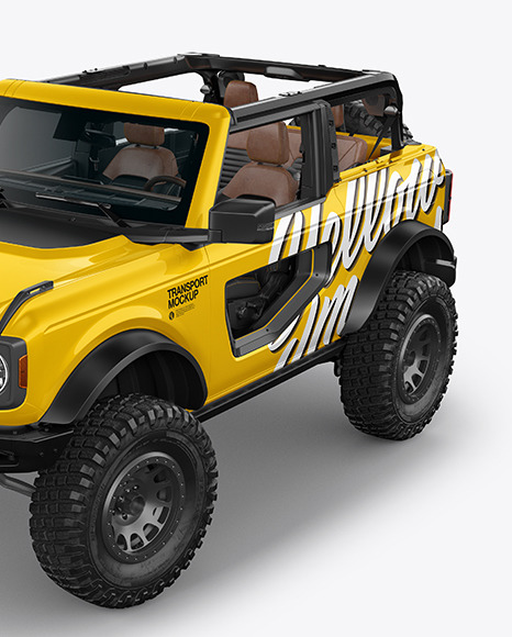 Off-Road SUV Open Roof Mockup - Half Side View (High-Angle Shot)