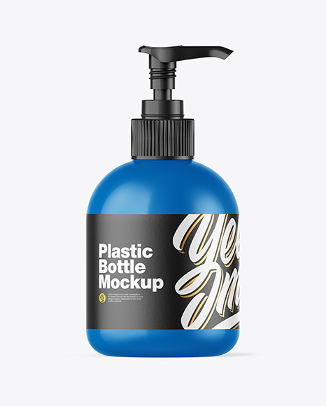 Glossy Sanitizer Bottle w/ Open Pump Mockup