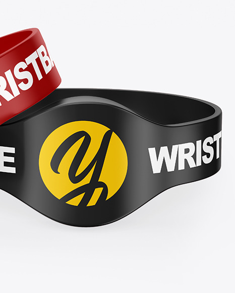 Two Glossy Silicone Wristbands Mockup