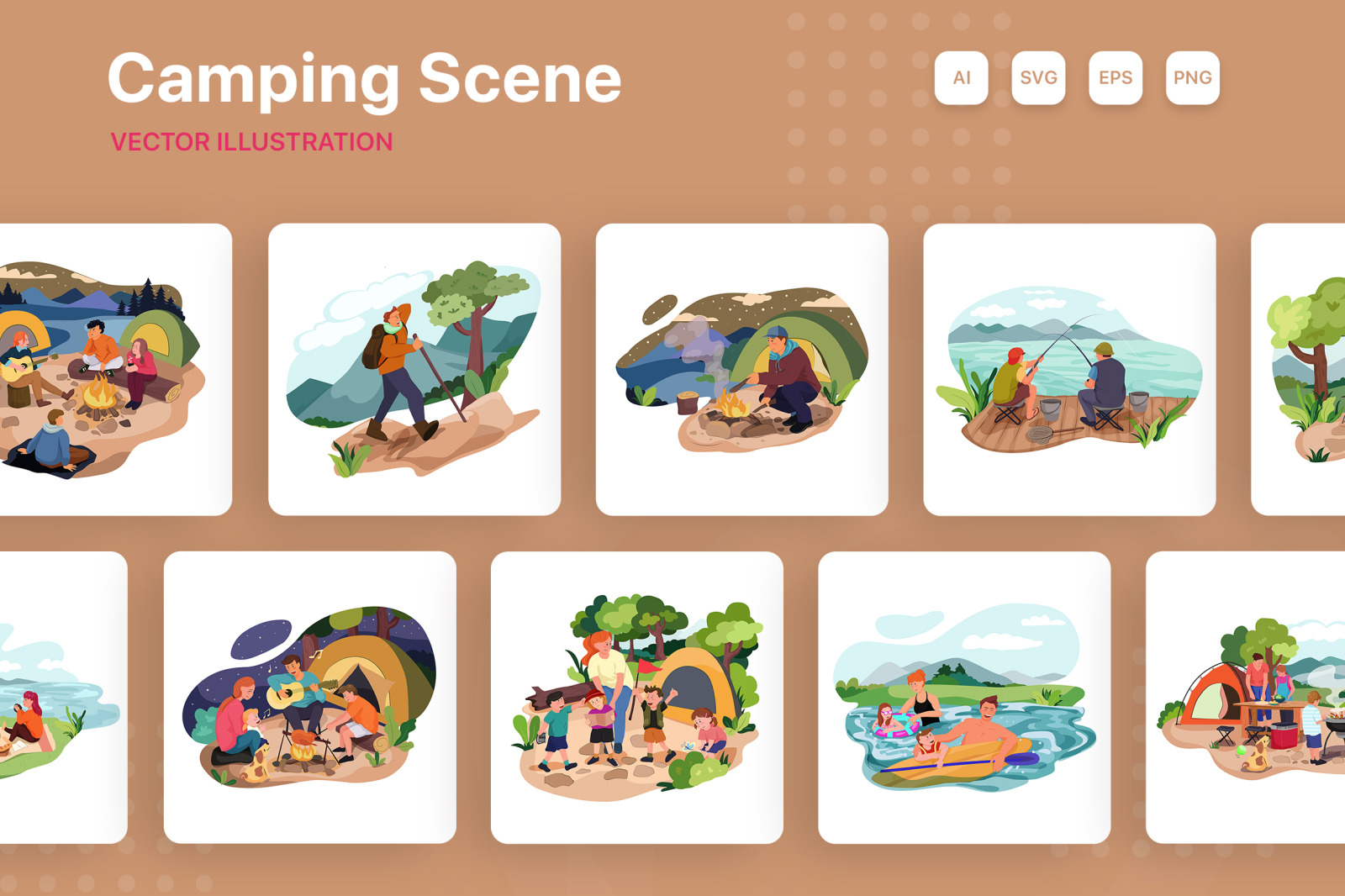 M165_Camping Scene Illustration Pack