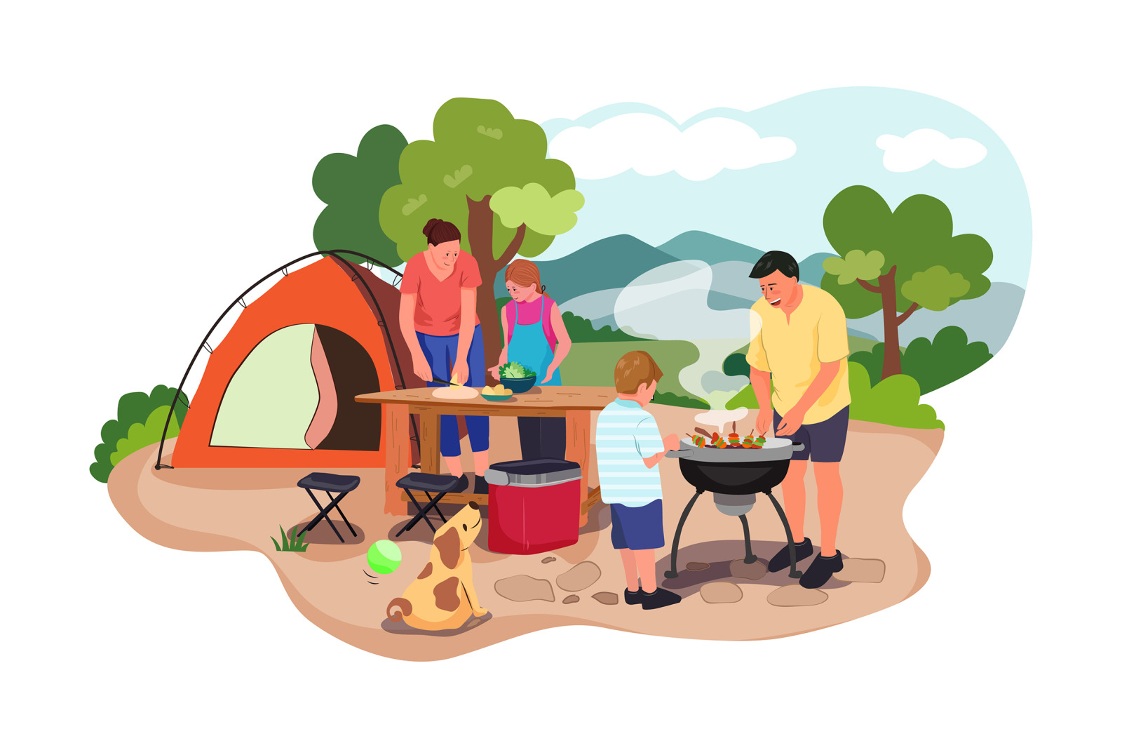 M165_Camping Scene Illustration Pack