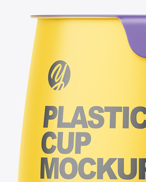 Matte Plastic Medium Yoghurt Cup Packaging Mockup - Front View