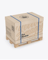 Wooden Pallet With Kraft Carton Box Mockup - Half Side View