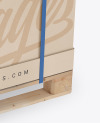 Wooden Pallet With Kraft Carton Box Mockup - Half Side View