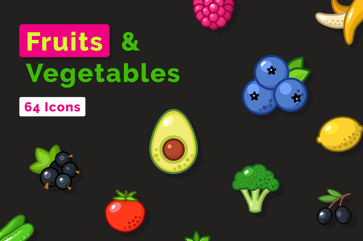 Fruits and Vegetables Icons Fruits and Vegetables Icons