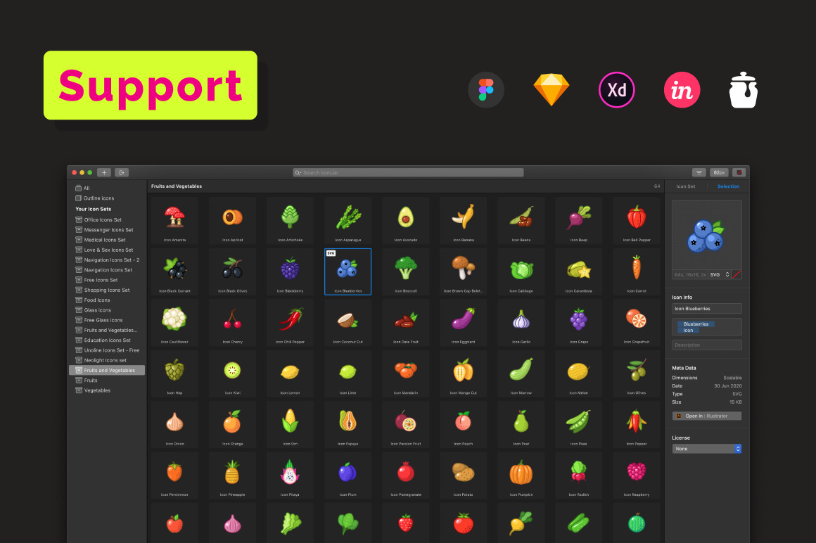 Fruits and Vegetables Icons Fruits and Vegetables Icons