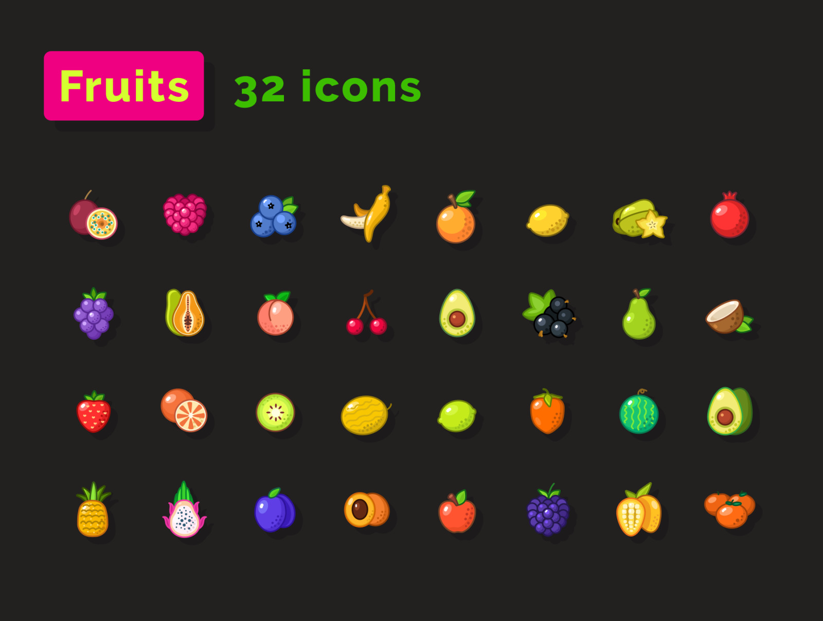 Fruits and Vegetables Icons Fruits and Vegetables Icons