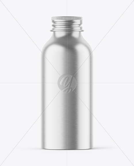 Brushed Metallic 120ml Aluminum Bottle w/ Screw Cap Mockup