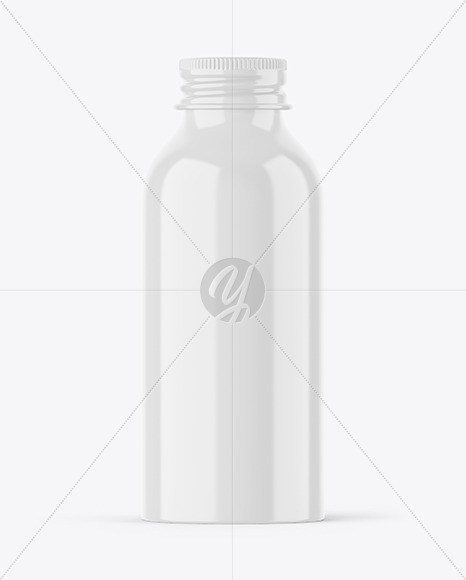 Glossy 120ml Aluminum Bottle w/ Screw Cap Mockup