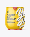 Glossy Plastic Medium Yoghurt Cup Packaging Mockup - Front View