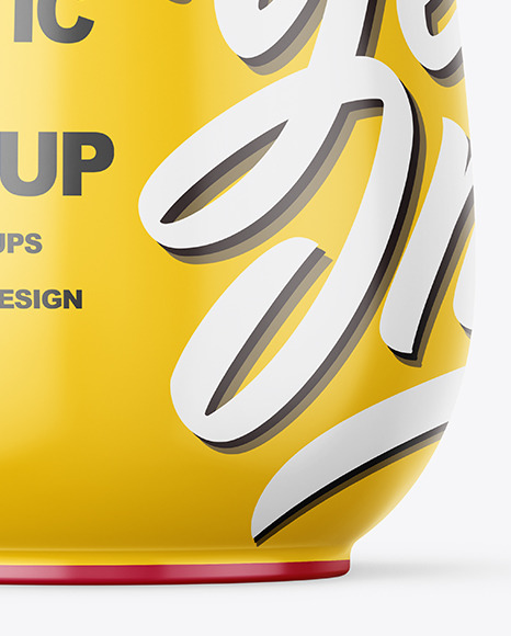 Glossy Plastic Medium Yoghurt Cup Packaging Mockup - Front View