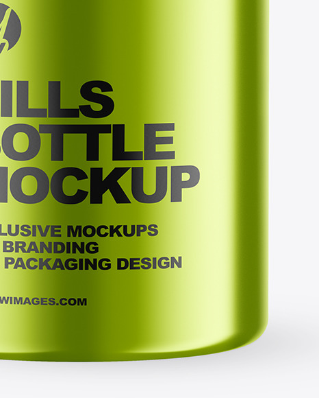 Metallic Pills Bottle Mockup