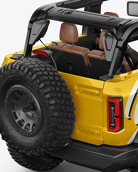 Off-Road SUV Open Roof Mockup - Back Half Side View