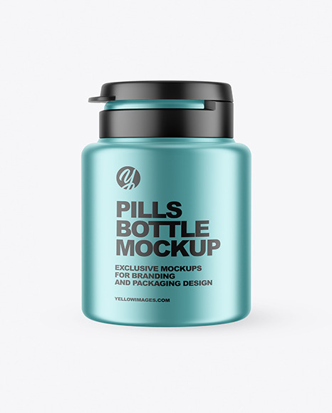 Matte Metallic Pills Bottle Mockup - Metallic+Pills+Bottle+Mockup+Exclusive+Mockups